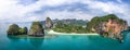 Panoramic view of the beautiful Phra Nang Cave Beach at Krabi