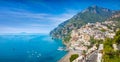 Panoramic view of beautiful Positano on Amalfi Coast in Campania, Italy Royalty Free Stock Photo