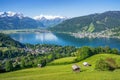 Beautiful spring scenery in the Alps with clear mountain lake in Zell am See Royalty Free Stock Photo