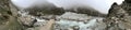 Panoramic view of beautiful small stream along Everest Base Camp trail
