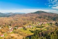 Panoramic view on the beautiful small town of Lokve, coutryside Gorski kotar, Croatia Royalty Free Stock Photo