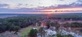 Sunset and flooding after torrential rainstorm in Texas Royalty Free Stock Photo