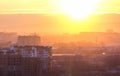 Panoramic view of beautiful sunset over Ivano-Frankivsk city, Ukraine Royalty Free Stock Photo