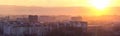 Panoramic view of beautiful sunset over Ivano-Frankivsk city, Ukraine Royalty Free Stock Photo