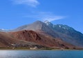 Panoramic view of beautiful Tso Moriri lake and Korzok village in the Changthang Plateau in Ladakh, Jammu and Kashmir, North India