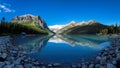 Lake Louise at sunrise in Rocky Mountains, Banff National Park, Canada Royalty Free Stock Photo