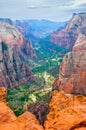 Panoramic view of the beautiful Virgin River valley of Zion National Park from Observation Point Royalty Free Stock Photo