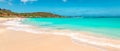Panoramic view of beautiful white sandy beach in St Barts Saint Barthelemy, Caribbean