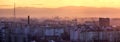 Panoramic view of beautiful sunset over Ivano-Frankivsk city, Ukraine Royalty Free Stock Photo