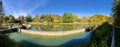 Panoramic View - Beebe Lake, Dam, Foliage Trees