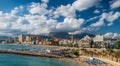 Panoramic view of Benidorm, in Spain.Benidorm Alicante playa de Poniente beach sunset in Spain.Skyscrapers near the beach