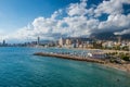 Panoramic view of Benidorm, in Spain.Benidorm Alicante playa de Poniente beach sunset in Spain.Skyscrapers near the beach Royalty Free Stock Photo