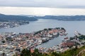 Panoramic view of Bergen and harbor from Mount Floyen, Bergen, Norway. Royalty Free Stock Photo