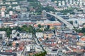Panoramic view of Bergen and harbor from Mount Floyen, Bergen, Norway. Royalty Free Stock Photo