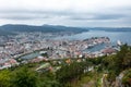 Panoramic view of Bergen and harbor from Mount Floyen, Bergen, Norway. Royalty Free Stock Photo