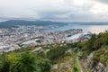 Panoramic view of Bergen and harbor from Mount Floyen, Bergen, Norway. Royalty Free Stock Photo