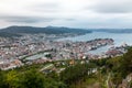 Panoramic view of Bergen and harbor from Mount Floyen, Bergen, Norway. Royalty Free Stock Photo