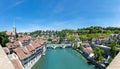 Panoramic view of Bern with the bridge Untertor Bridge over Aare River, Bern, Switzerland Royalty Free Stock Photo