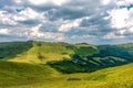 Panoramic view of the Bieszczady Mountains, sunny July day, Poland Royalty Free Stock Photo