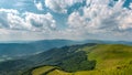 Panoramic view of the Bieszczady Mountains, sunny July day, Poland Royalty Free Stock Photo