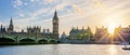 Panoramic view of Big Ben clock tower in London at sunset Royalty Free Stock Photo