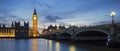 Panoramic view of Big Ben clock tower at sunset Royalty Free Stock Photo