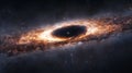 A panoramic view of a black hole in the center of the galaxy, with stars being drawn toward it. . Royalty Free Stock Photo