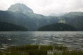 Panoramic view of the Black Lake Crno Jezero with beautiful mountains on the background. Amazing landscape. Calm lake and Royalty Free Stock Photo