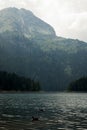 Panoramic view of the Black Lake Crno Jezero with beautiful mountains on the background. Amazing landscape. Calm lake and Royalty Free Stock Photo