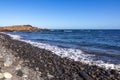 Panoramic view on black stone pebble beach Playa Colmenares near Amarilla, Golf del Sur, Tenerife, Canary Islands, Spain,