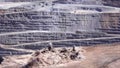 Panoramic view of the blasting process in an open pit mine Royalty Free Stock Photo