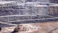 Panoramic view of the blasting process in an open pit mine Royalty Free Stock Photo