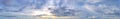 Panoramic view of blue sky cloud landscape with evening sun light, Sky background Royalty Free Stock Photo