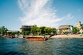 Panoramic view of Boats at Tigre River - Tigre, Buenos Aires, Argentina Royalty Free Stock Photo