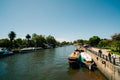 Panoramic view of Boats at Tigre River - Tigre, Buenos Aires, Argentina Royalty Free Stock Photo