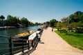 Panoramic view of Boats at Tigre River - Tigre, Buenos Aires, Argentina Royalty Free Stock Photo