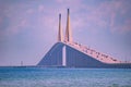 Panoramic view of The Bob Graham Sunshine Skyway Bridge.