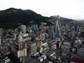 Panoramic view of Bogota downtown city center from viewing platform observation deck in Torre Colpatria tower Colombia Royalty Free Stock Photo