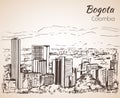 Panoramic view of Bogota. Sketch. Royalty Free Stock Photo