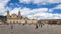 Panoramic view of Bolivar Square with Cathedral and Colombian National Capitol and Congress - Bogota, Colombia Royalty Free Stock Photo