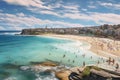 Panoramic view of Bondi beach in Sydney, Australia, Bondi Beach in Sydney, New South Wales, Australia, AI Generated