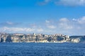 Panoramic view of Bonifacio city seen from the sea, Corsica