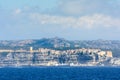 Panoramic view of Bonifacio city seen from the sea, Corsica