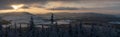 Panoramic view from Borowa Gora view point during winter time. Frosty structure, glazed, icy branches. Walbrzych in the background Royalty Free Stock Photo