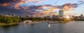 Panoramic view of Boston downtown and historic center from the landmark Longfellow bridge over Charles River Royalty Free Stock Photo
