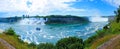 Panorama of the both Canadian and American sides of Niagara Falls Royalty Free Stock Photo