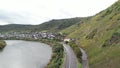 Historic Bremm village along Moselle river during autumn time