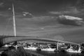 Wide angle view of Ponte del Mare Bridge of the Sea in Pescara city, Abruzzo region, Italy Royalty Free Stock Photo