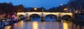 The Panoramic view of bridge Ponte Marie over Seina river at night , Paris, Europe. Royalty Free Stock Photo