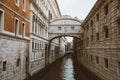 Panoramic view of Bridge of Sighs (Ponte dei Sospiri) Royalty Free Stock Photo